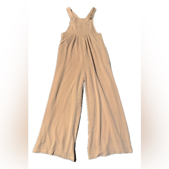 BiBi Ribbed Wide-Leg Jumpsuit in Camel - Picture 6 of 15